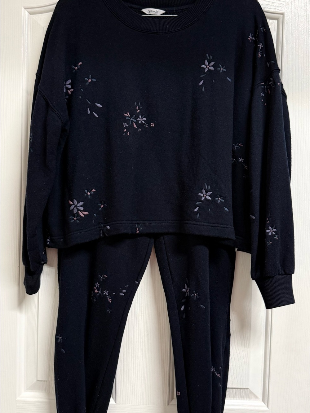 Splendid Navy Floral-Print Sweatshirt/Jogger Set-Womens